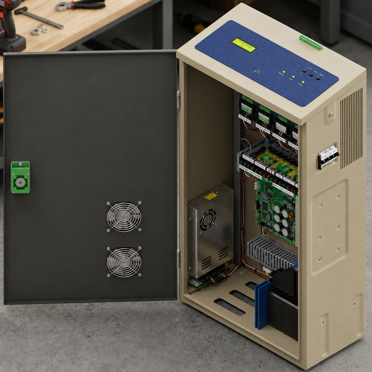 CAD model of the IIoT smart loom controller cabinet