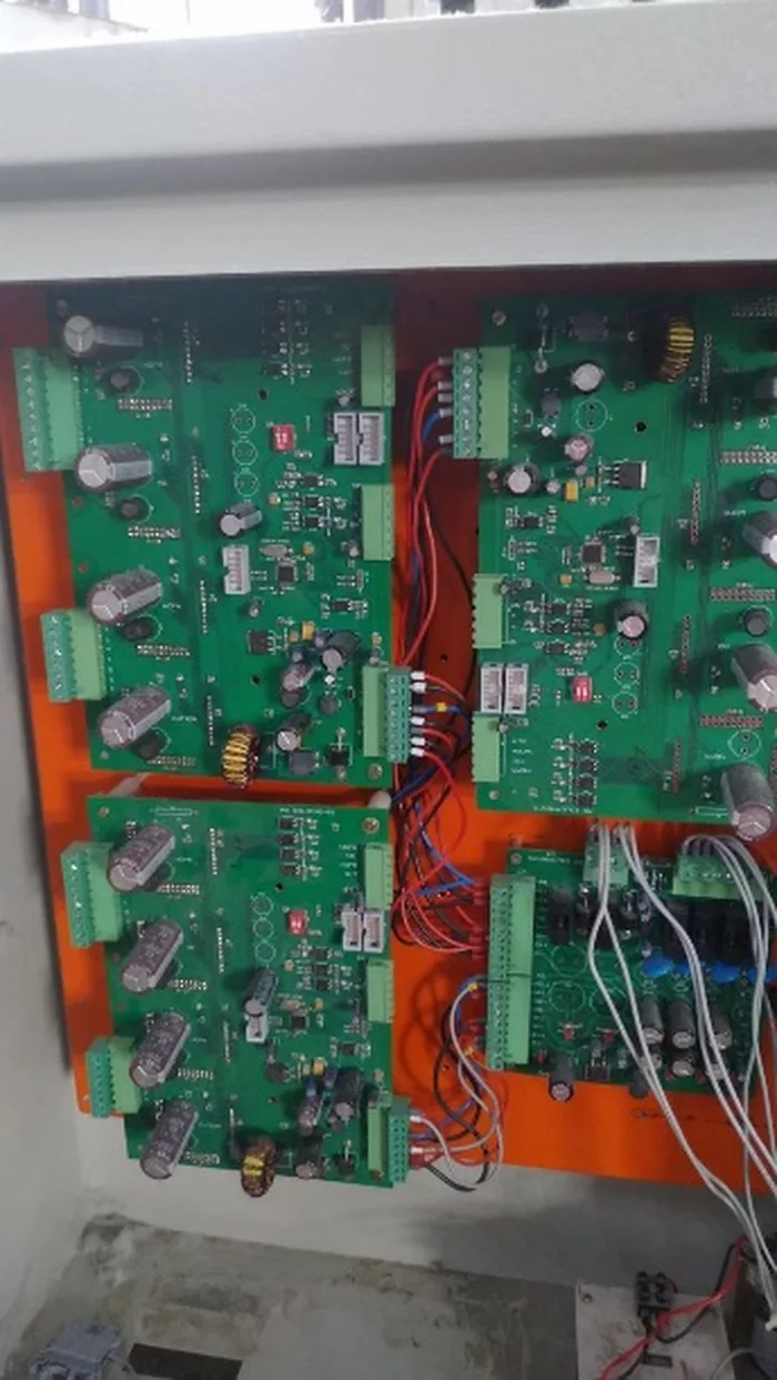 Custom motor-driver and control boards under bench test
